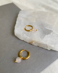Pink Quartz Mini Hoop Earrings - thumbnail 1