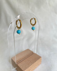 Turquoise Mini Hoop Earrings - thumbnail 2