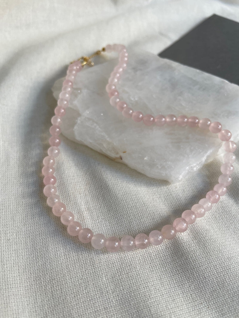 Pink Quartz Bead Necklace