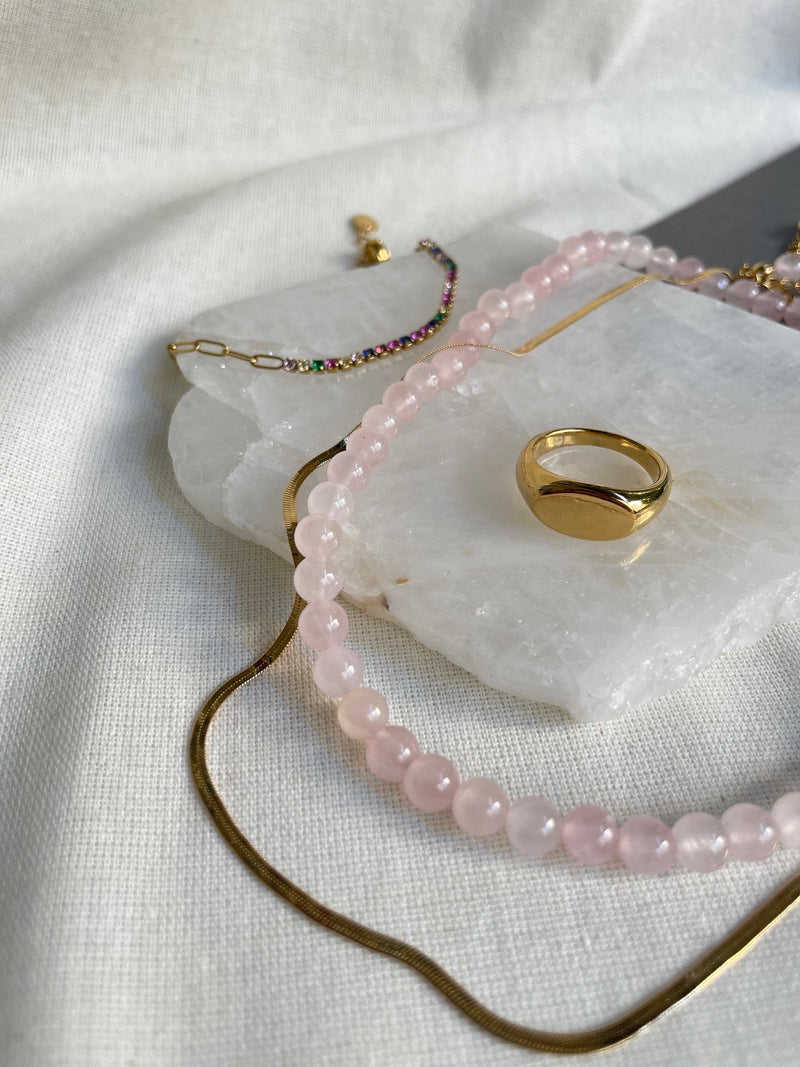 Pink Quartz Bead Necklace