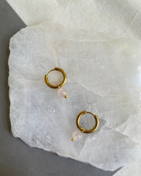 Pink Quartz Mini Hoop Earrings - thumbnail 3