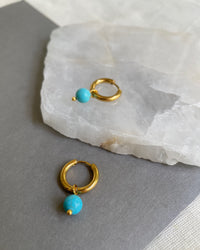 Turquoise Mini Hoop Earrings - thumbnail 1
