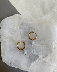 Aquamarine Mini Hoop Earrings - thumbnail 3