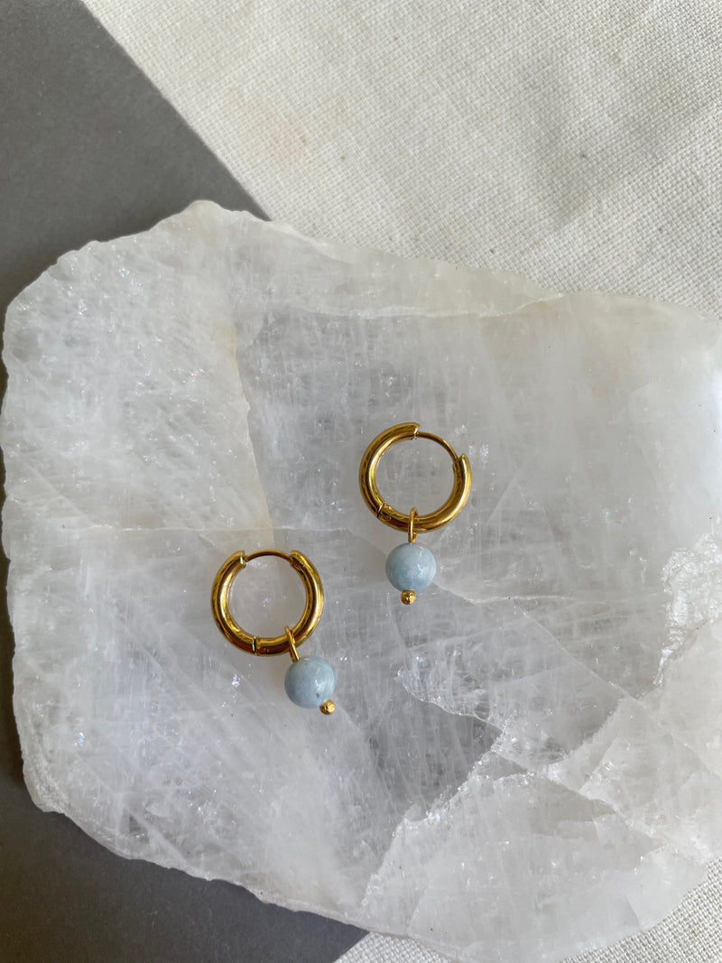 Aquamarine Mini Hoop Earrings
