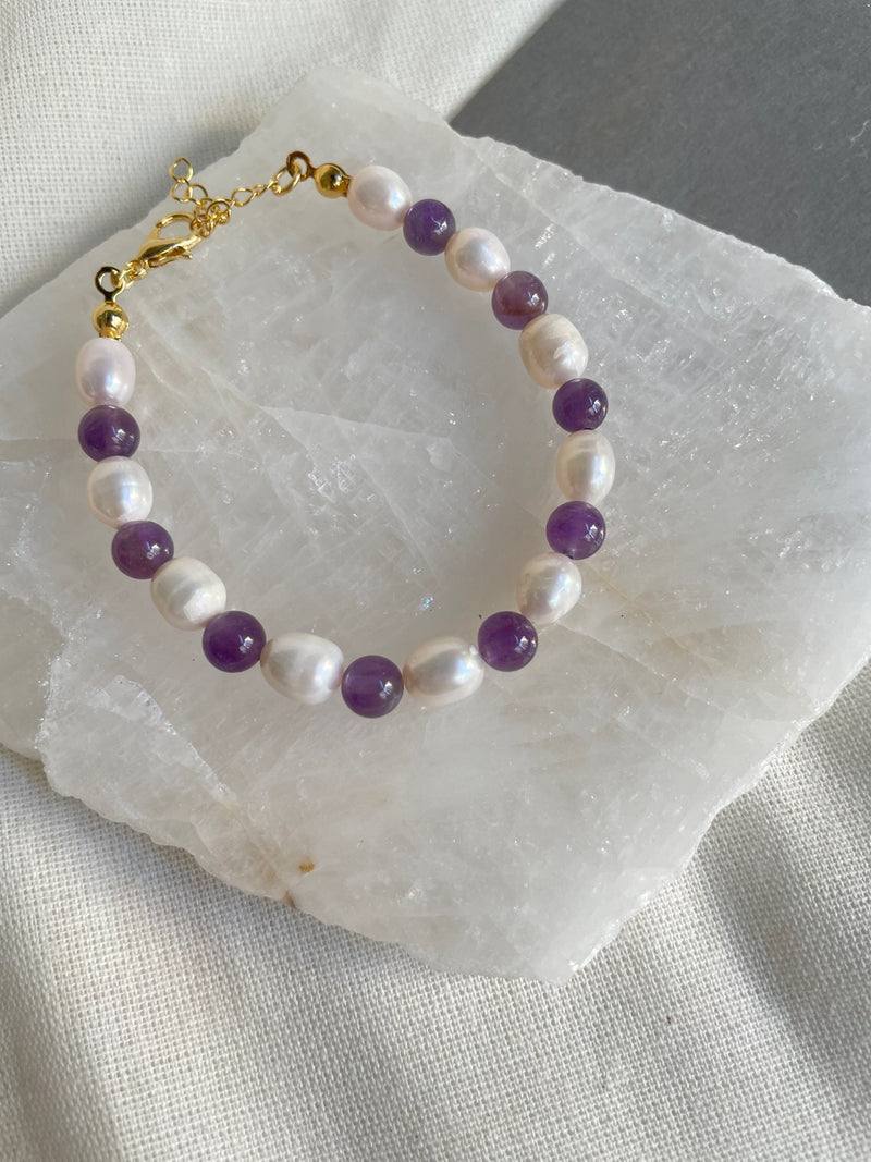 Amethyst Pearl Bracelet