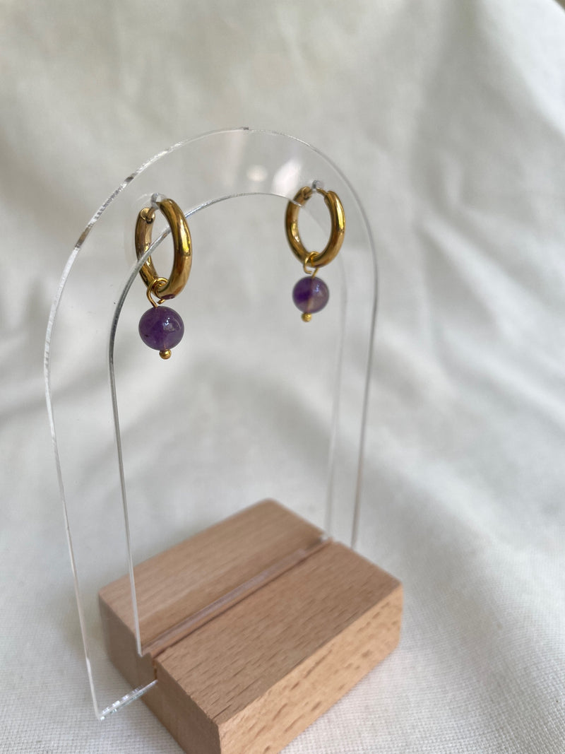 Amethyst Mini Hoop Earrings