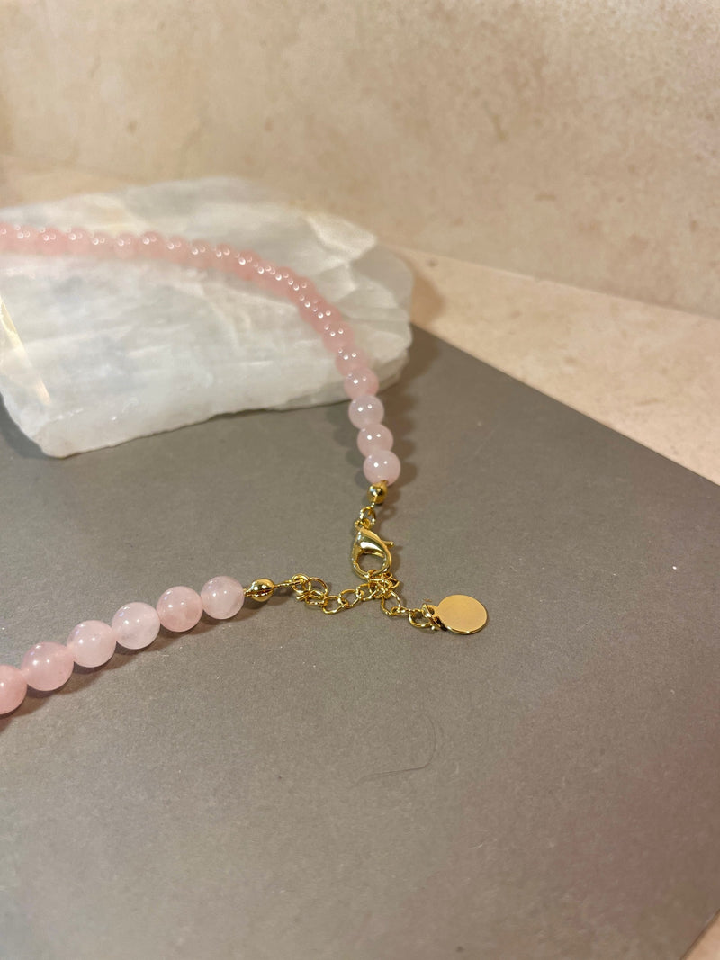 Pink Quartz Bead Necklace