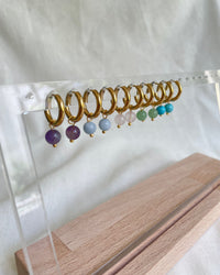 Pink Quartz Mini Hoop Earrings - thumbnail 4