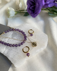 Amethyst Mini Hoop Earrings - thumbnail 2