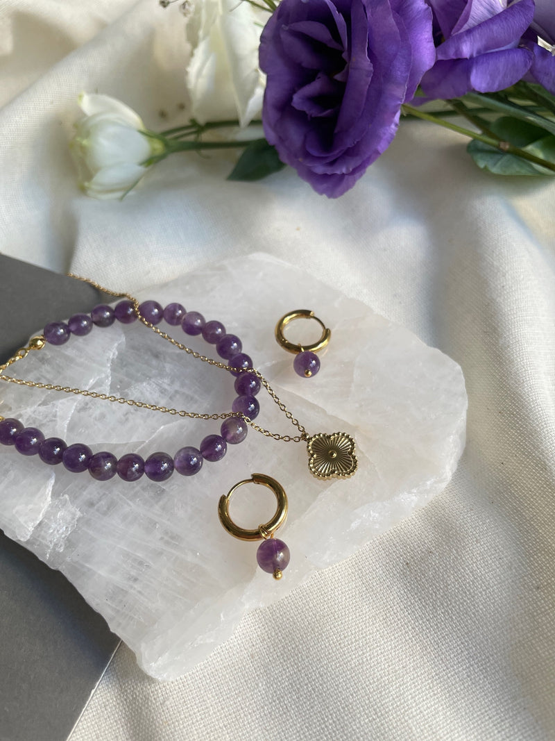 Amethyst Mini Hoop Earrings