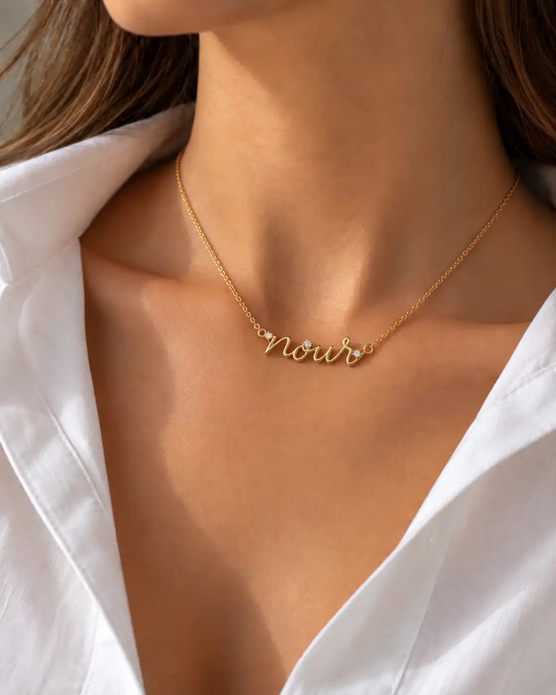 925 Sterling Silver | Stone-Set Name Necklace