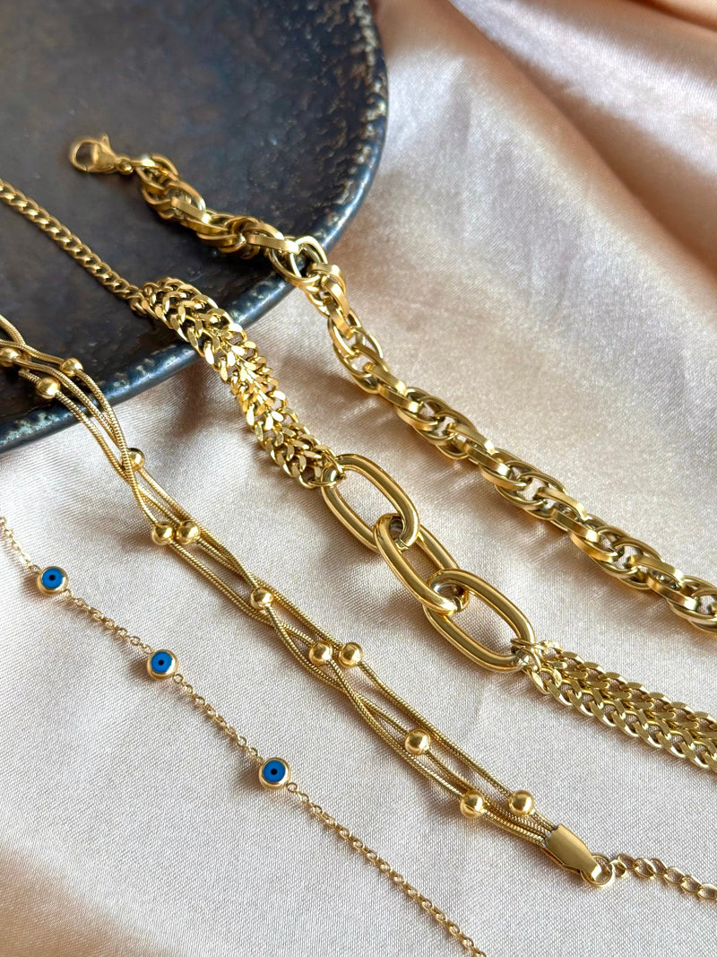 Steel Dorika Three-Chain Bracelet