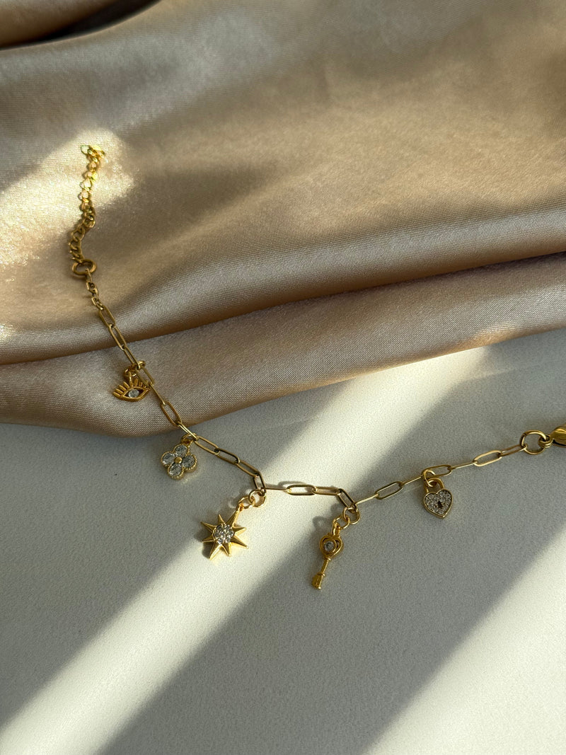 Minimalist Charm Bracelet with Stones