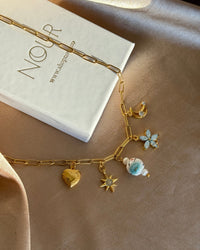 Aqua Green Flower Porcelain Pearl Necklace - thumbnail 1