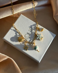 Aqua Green Flower Porcelain Pearl Necklace - thumbnail 2