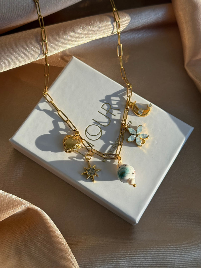 Aqua Green Flower Porcelain Pearl Necklace