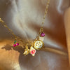 Pink Flower Porcelain Pearl Necklace