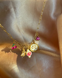 Pink Flower Porcelain Pearl Necklace - thumbnail 1