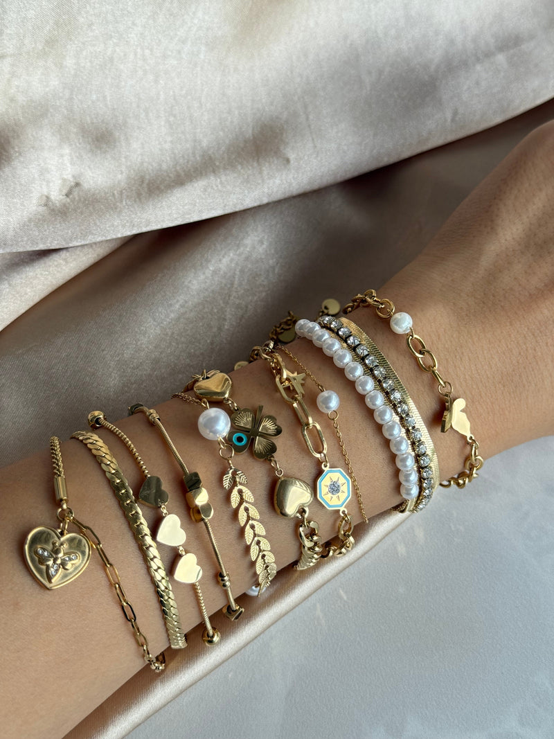 Steel Two-Chain Heart Bracelet