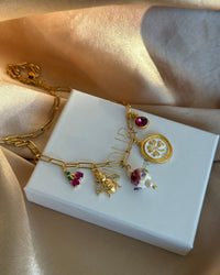Pink Flower Porcelain Pearl Necklace - thumbnail 4