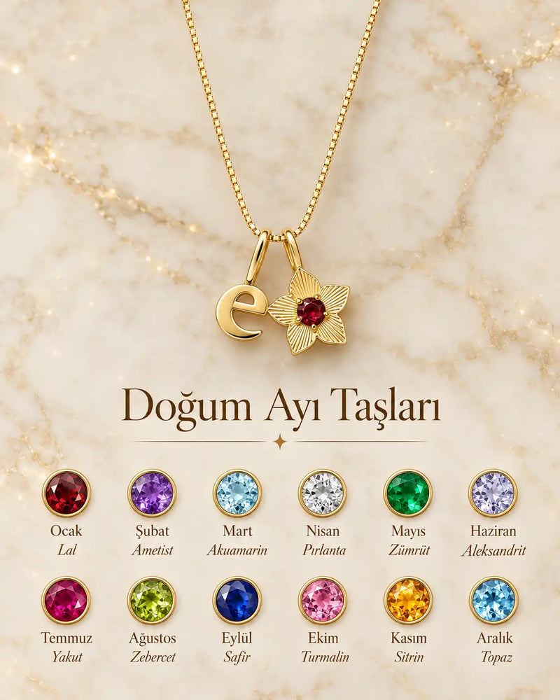 925 Sterling Silver | Daffodil Birthstone Initial Necklace
