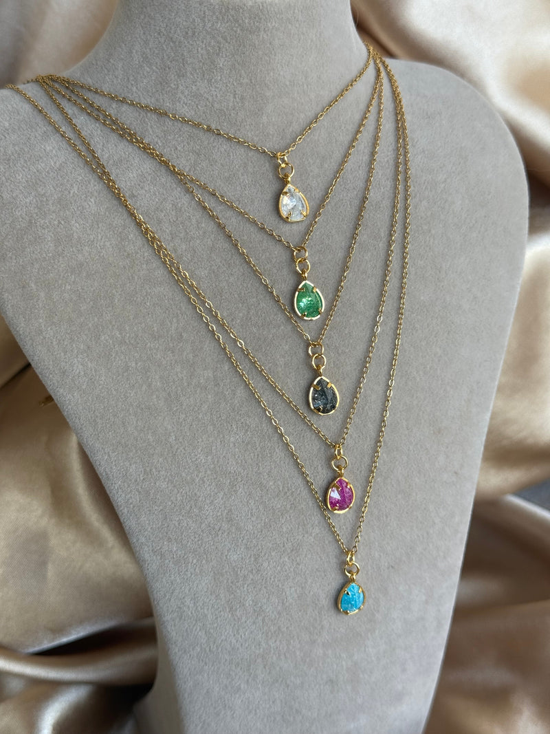 Drop Minimal Stone Necklace