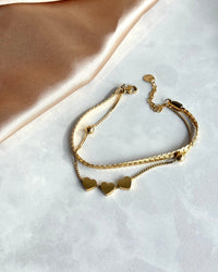Steel Two-Chain Heart Bracelet - thumbnail 2
