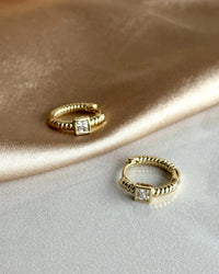 Square Stone Earrings 14K Series - thumbnail 1