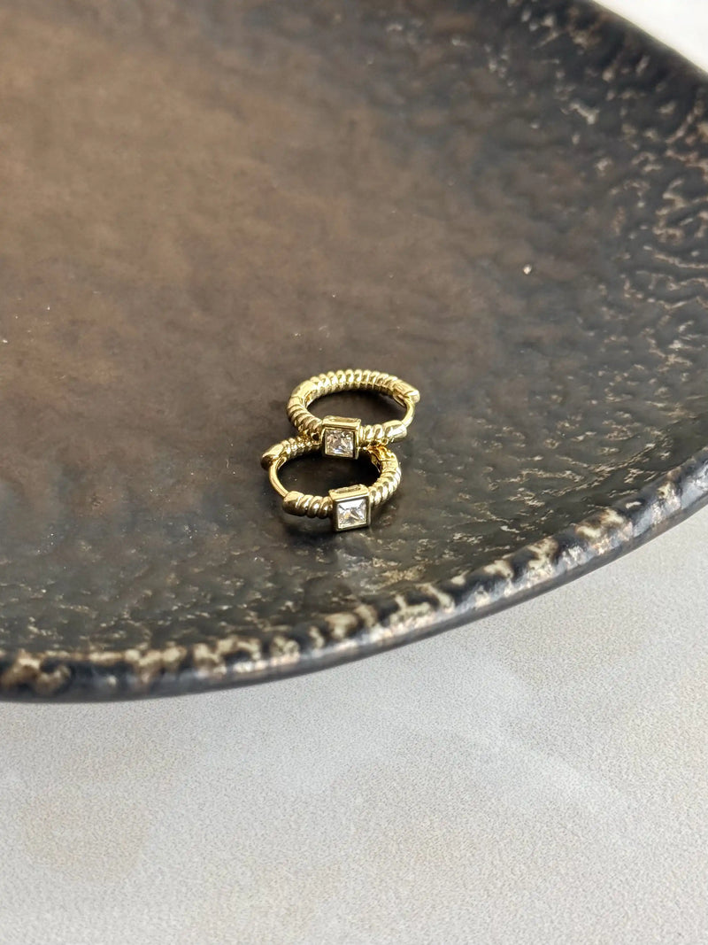 Square Stone Earrings 14K Series