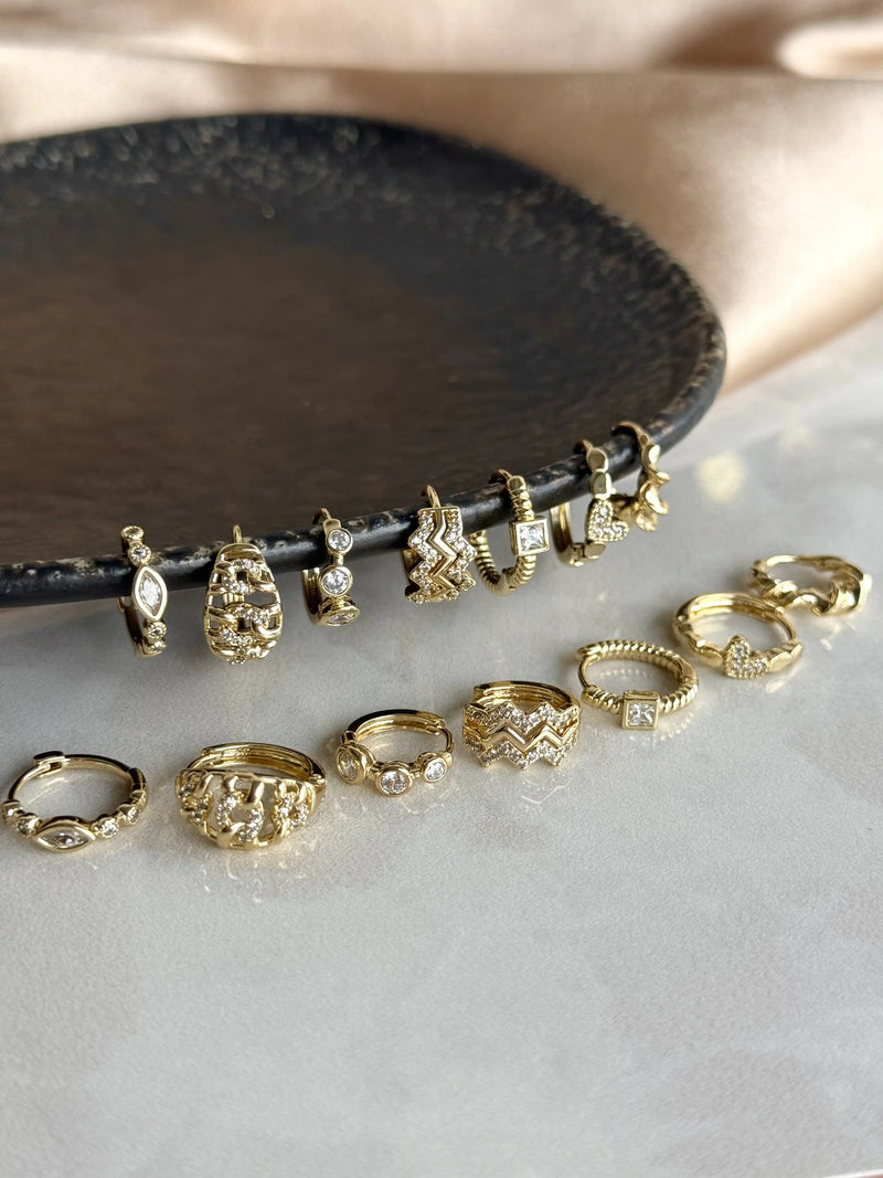 Square Stone Earrings 14K Series