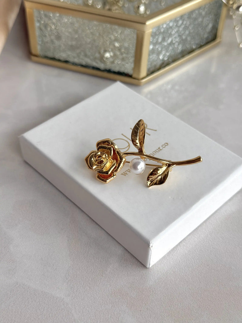 Pearl Rose Brooch