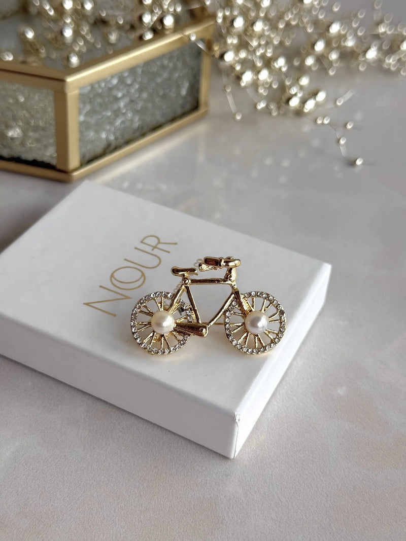 Pearl Bicycle Brooch