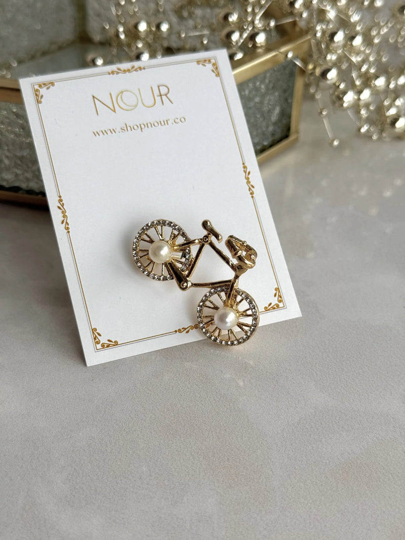 Pearl Bicycle Brooch