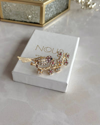 Pink Stone Bird Brooch - thumbnail 2