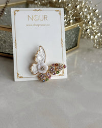 Stone-Set Flower and Butterfly Brooch - thumbnail 2