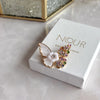 Stone-Set Flower and Butterfly Brooch