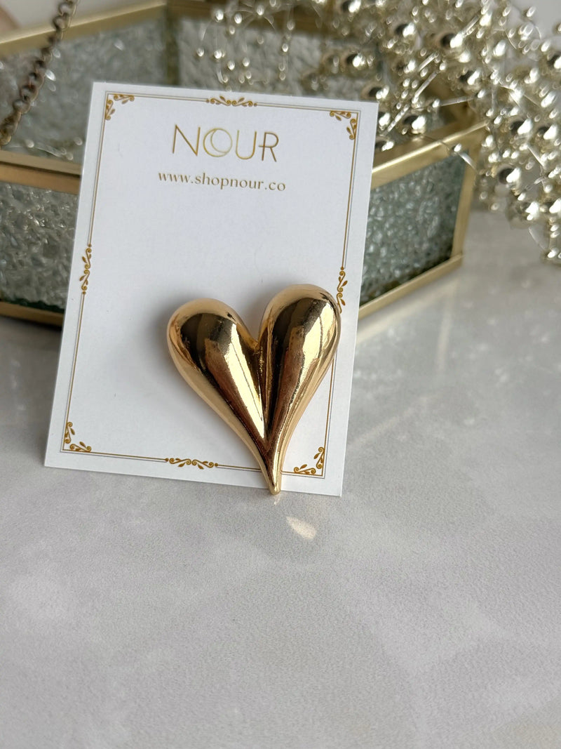Domed Heart Brooch
