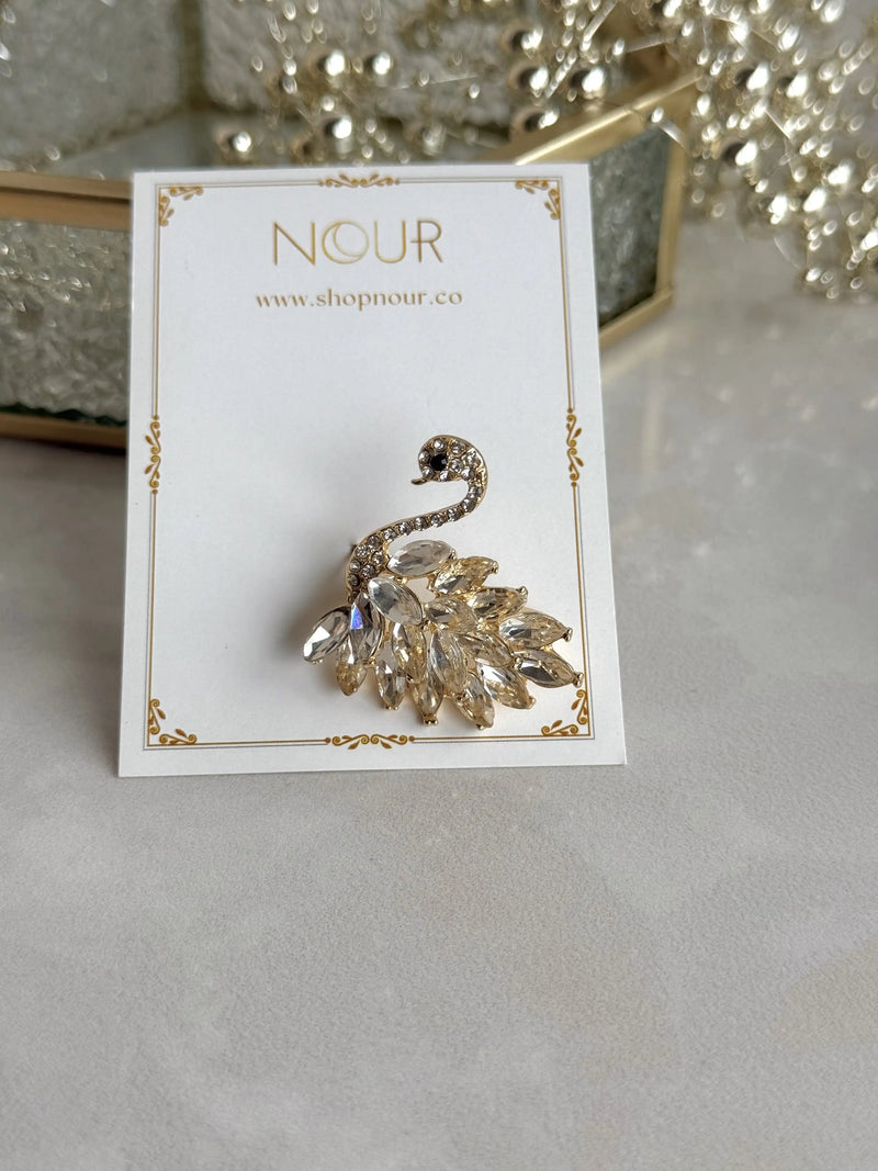 Stone-Set Swan Brooch