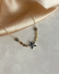 Steel Sapphire Flower Necklace - thumbnail 3