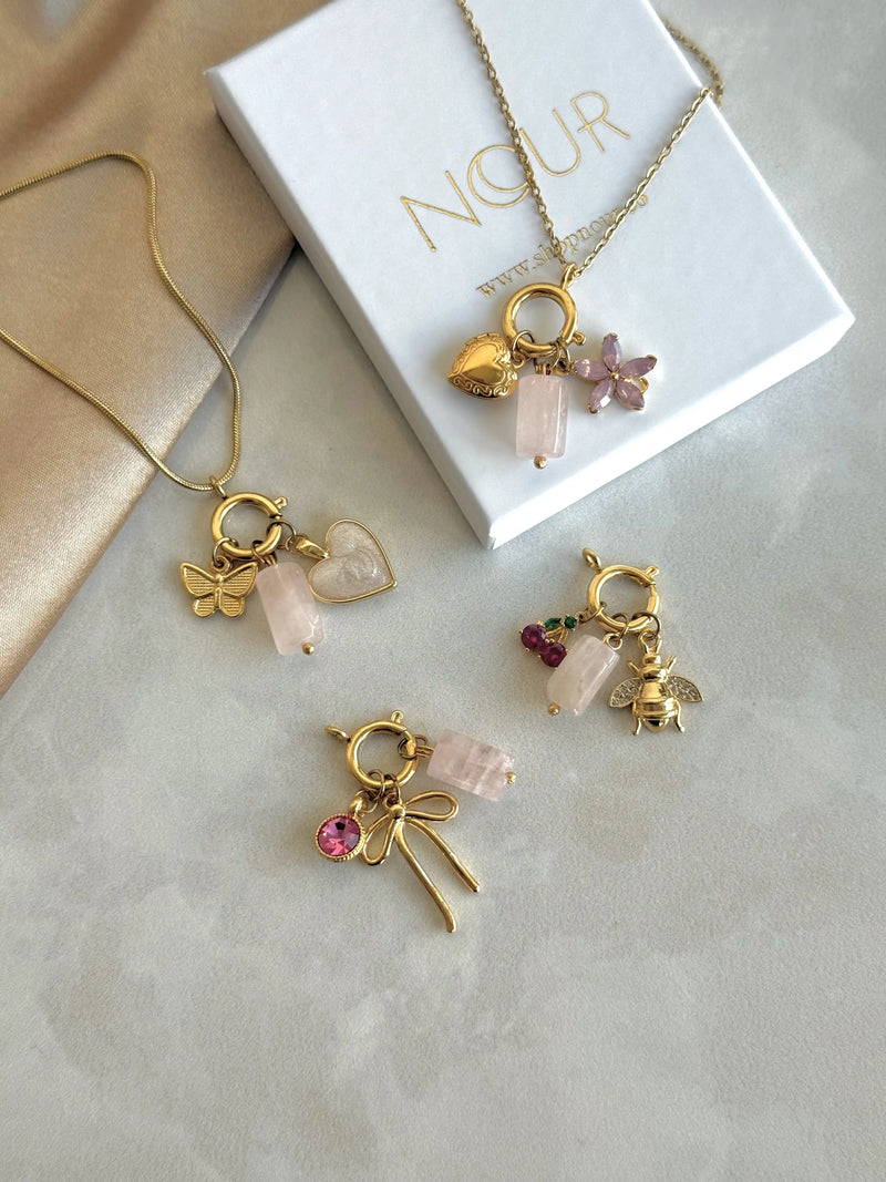Rose Quartz Charm Necklaces