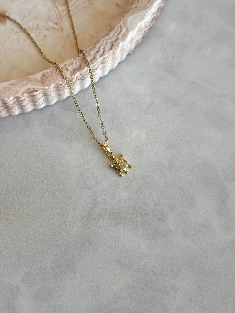 Stone-Set Turtle Necklace