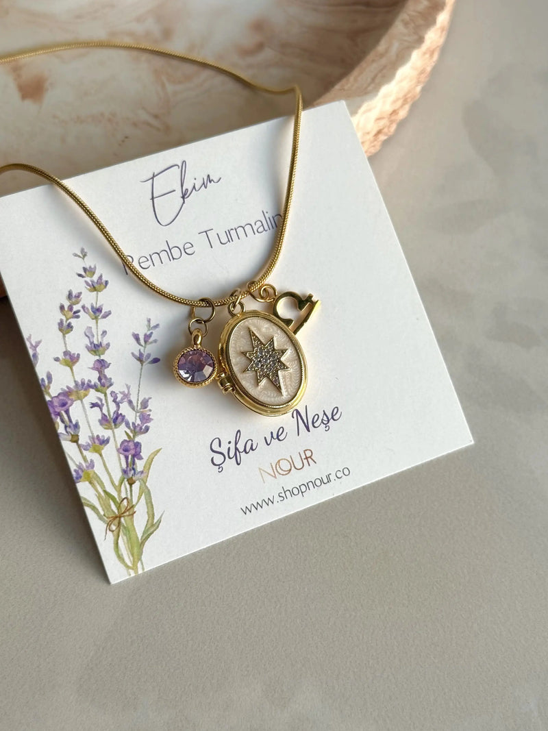 October Birth Month Zodiac Locket Necklace