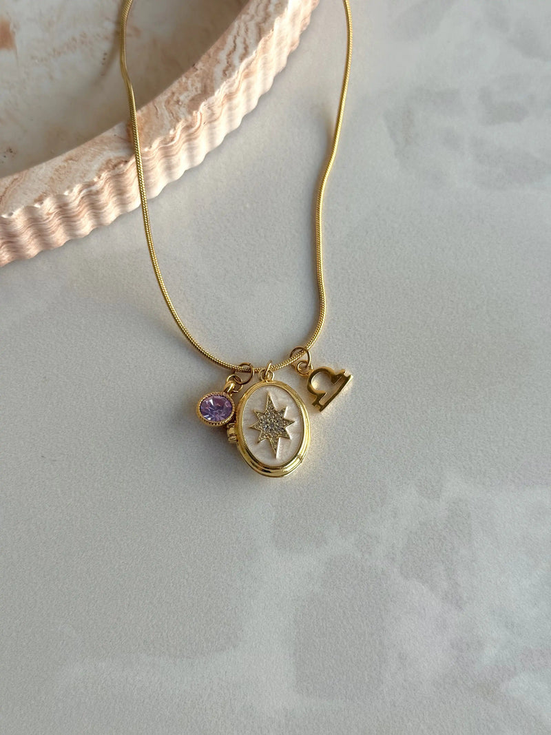 October Birth Month Zodiac Locket Necklace