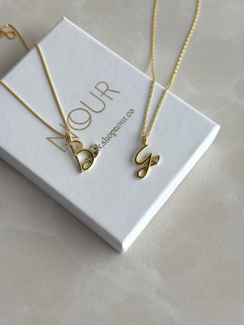 925 Sterling Silver | Heart Initial Birthstone Necklace