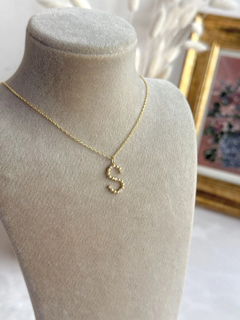 925 Sterling Silver | Round Stone-Set Initial Necklace