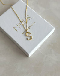 925 Sterling Silver | Round Stone-Set Initial Necklace - thumbnail 1