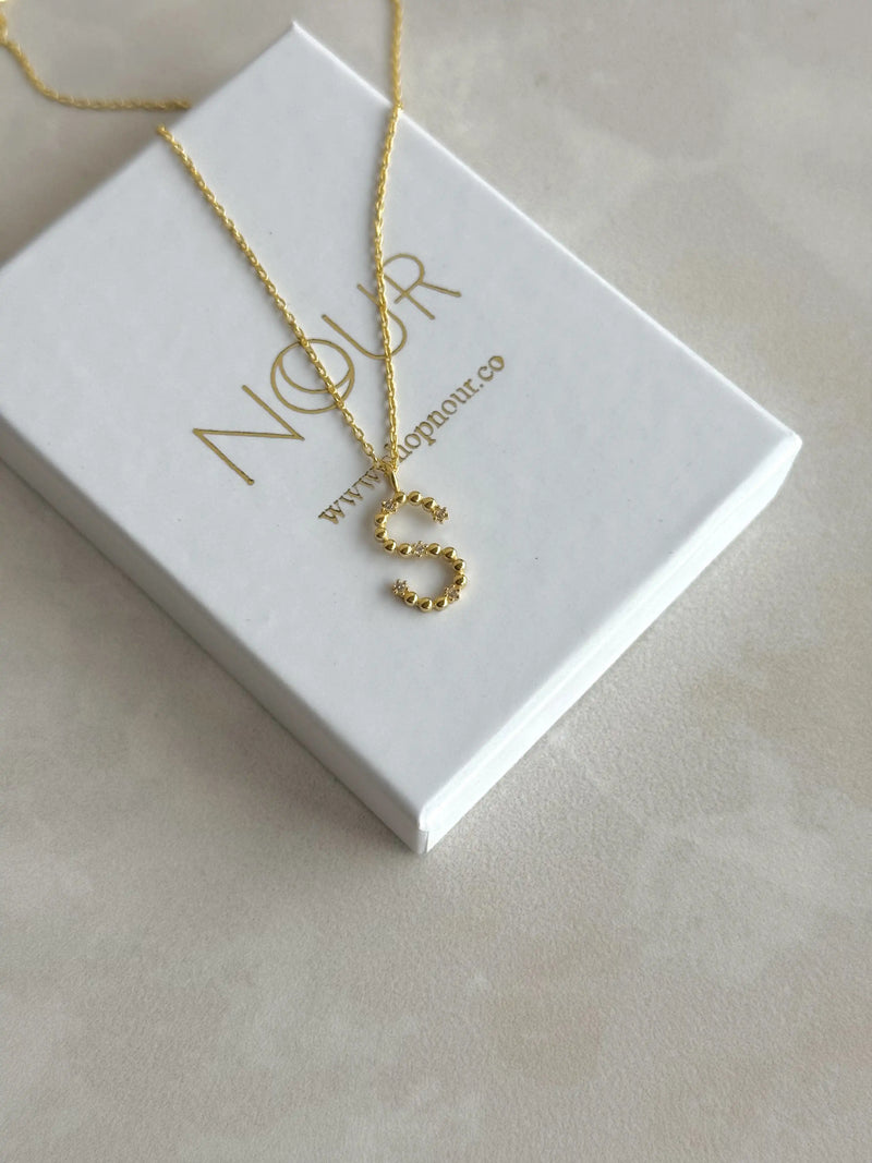 925 Sterling Silver | Round Stone-Set Initial Necklace
