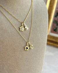 925 Sterling Silver | Daisy Birthstone Initial Necklace - thumbnail 1