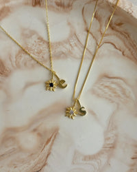 925 Sterling Silver | Daisy Birthstone Initial Necklace - thumbnail 4