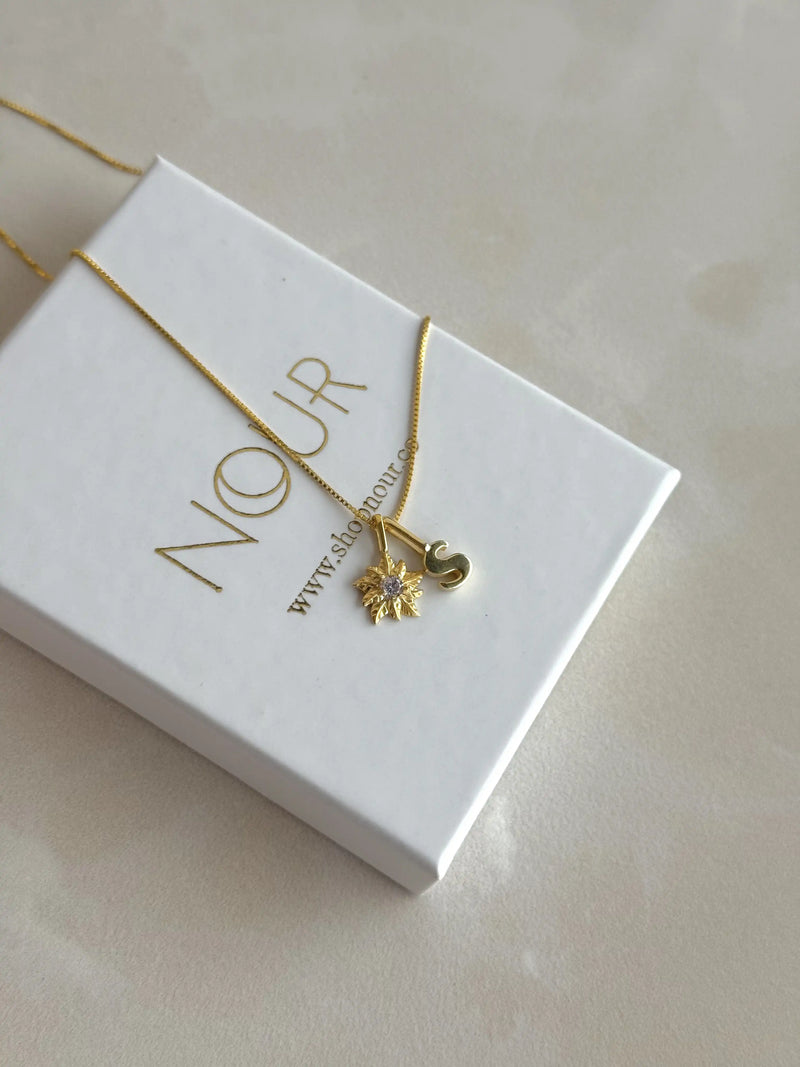 925 Sterling Silver | Daisy Birthstone Initial Necklace